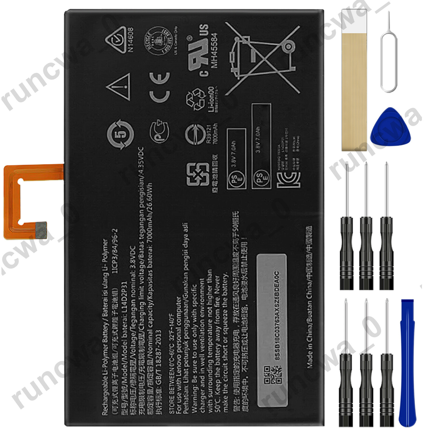 L14D2P31 Battery Replacement For Lenovo TAB 2 TB-X103F ZA1U0000US 3.8v Tool