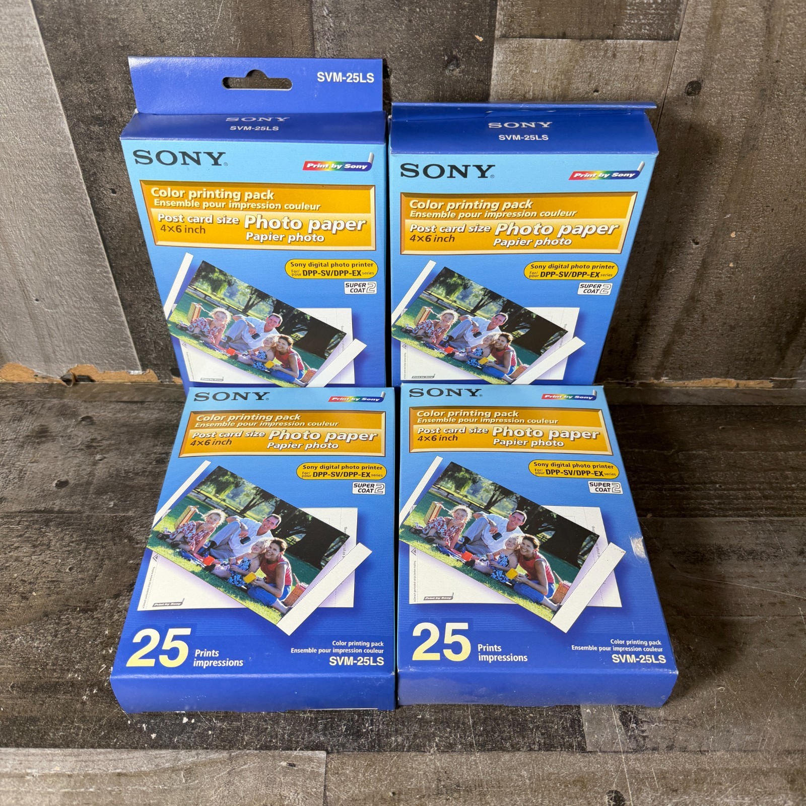 4 Sony SVM-25LS PHOTO PAPER 25 Prints 4"x 6" Postcard Size Color Printing (100)