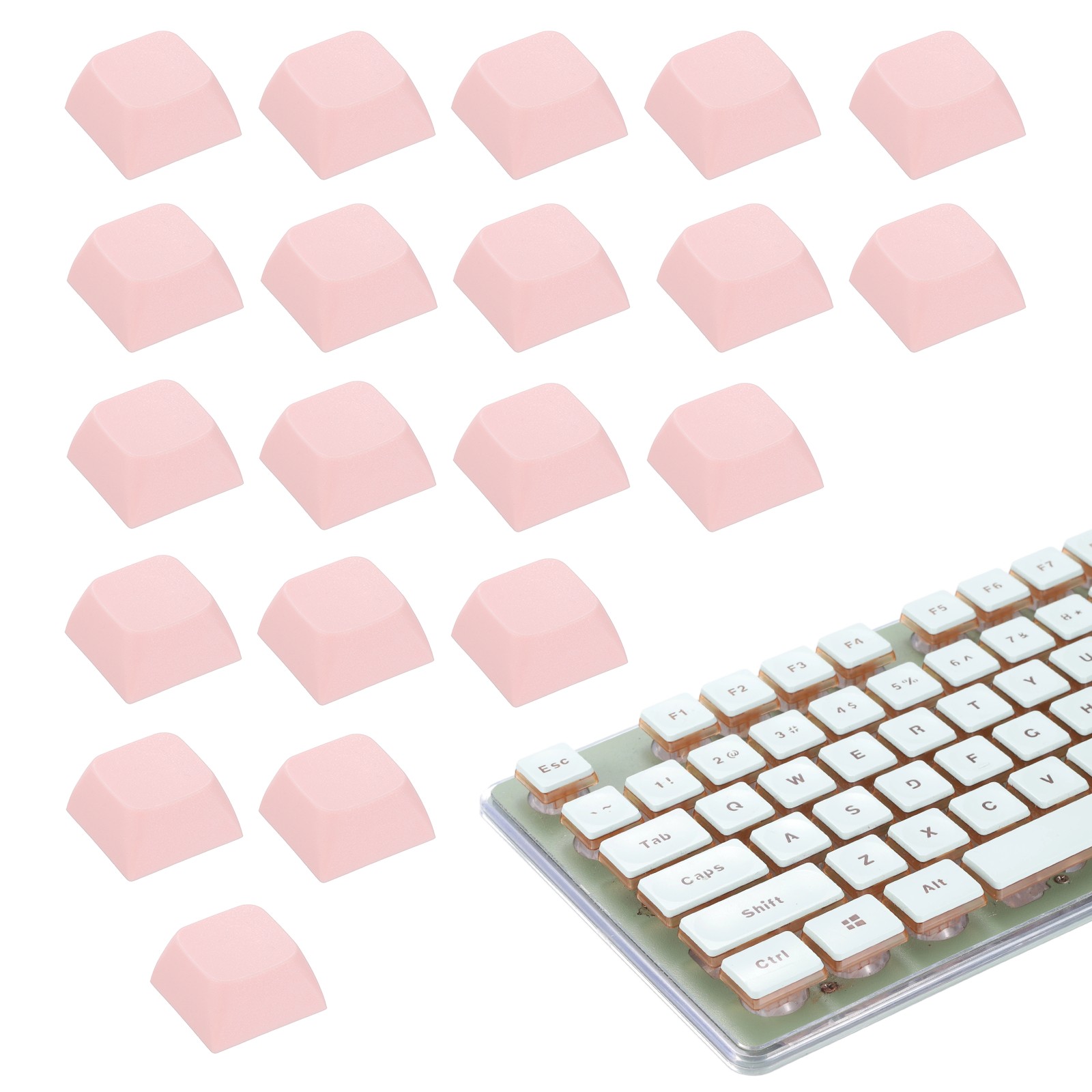20Pcs XDA Profile Keycap Set PBT Mechanical Numeric Keypads, Light Pink