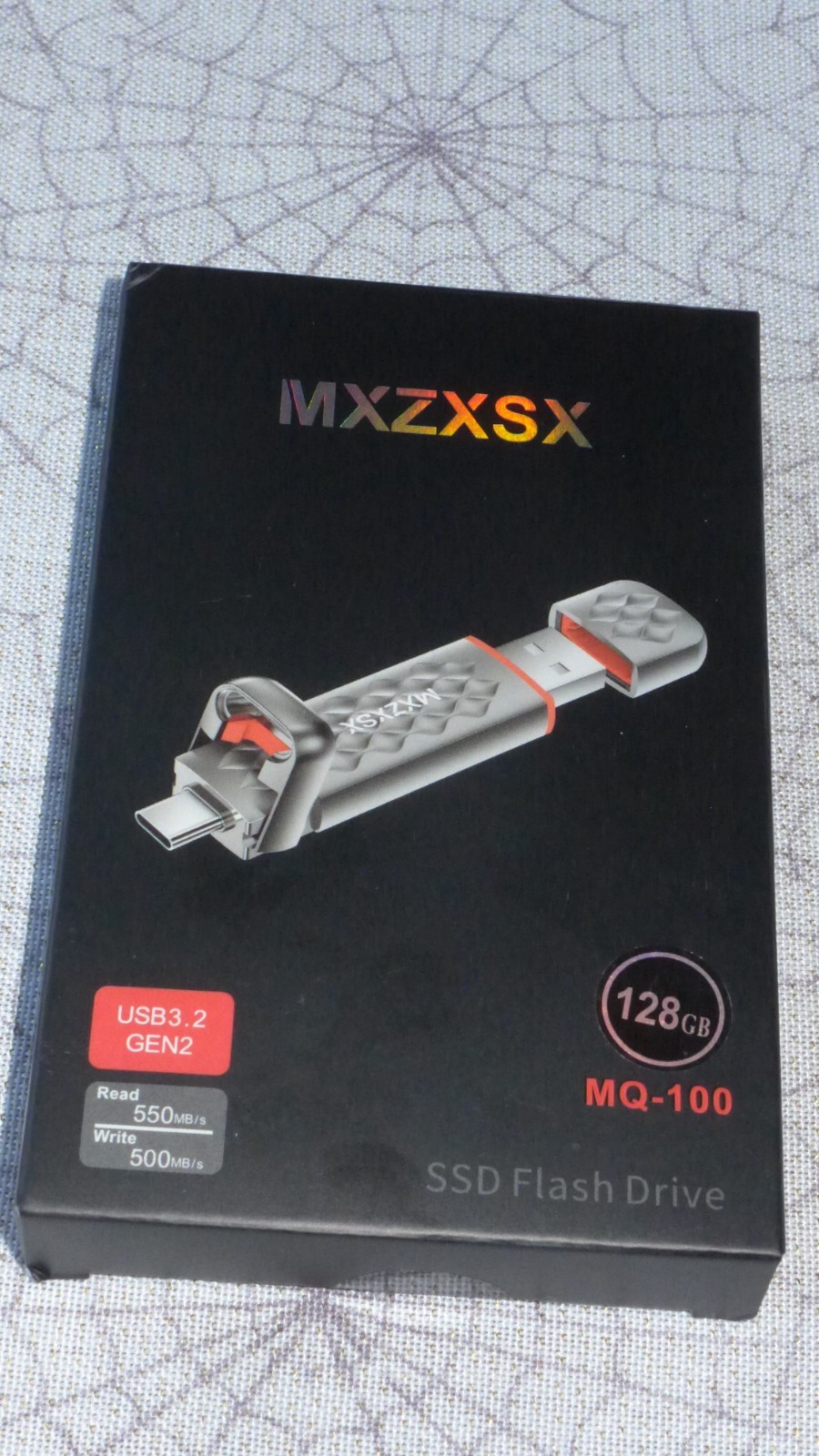 128GB USB 3.2 SSD Speed Solid State Flash Drive With Case  USA