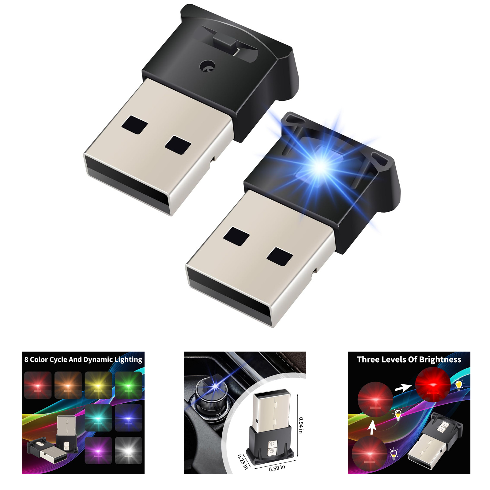 Mini USB LED Car Light Interior Atmosphere Lamp for Car Laptop Home Office