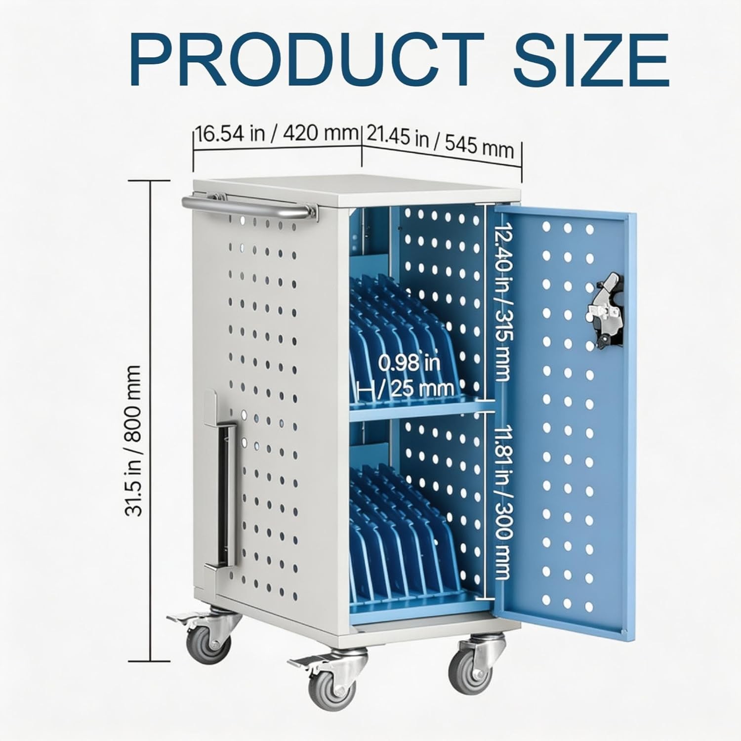 Laptop Charging Cart with Lock & Key 16 20 32 Device Mobile Charging Station