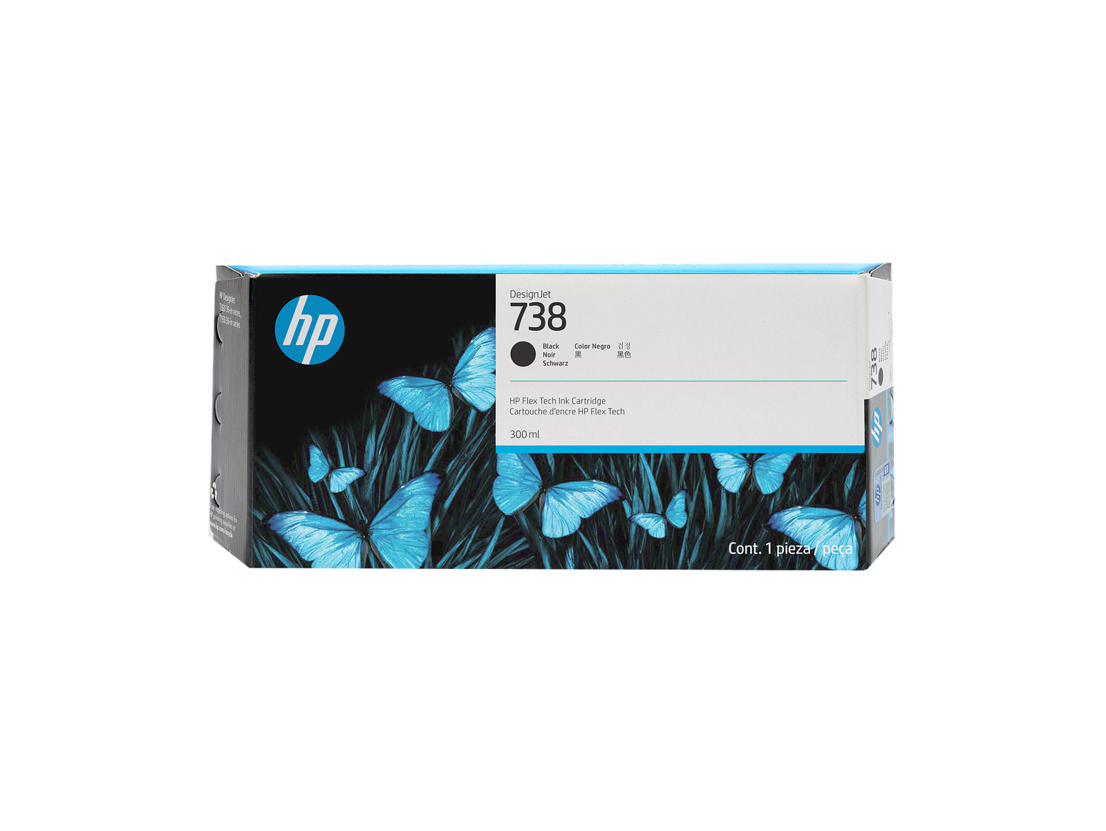 HP 738 300-ml Black DesignJet Ink Cartridge, 498N8A