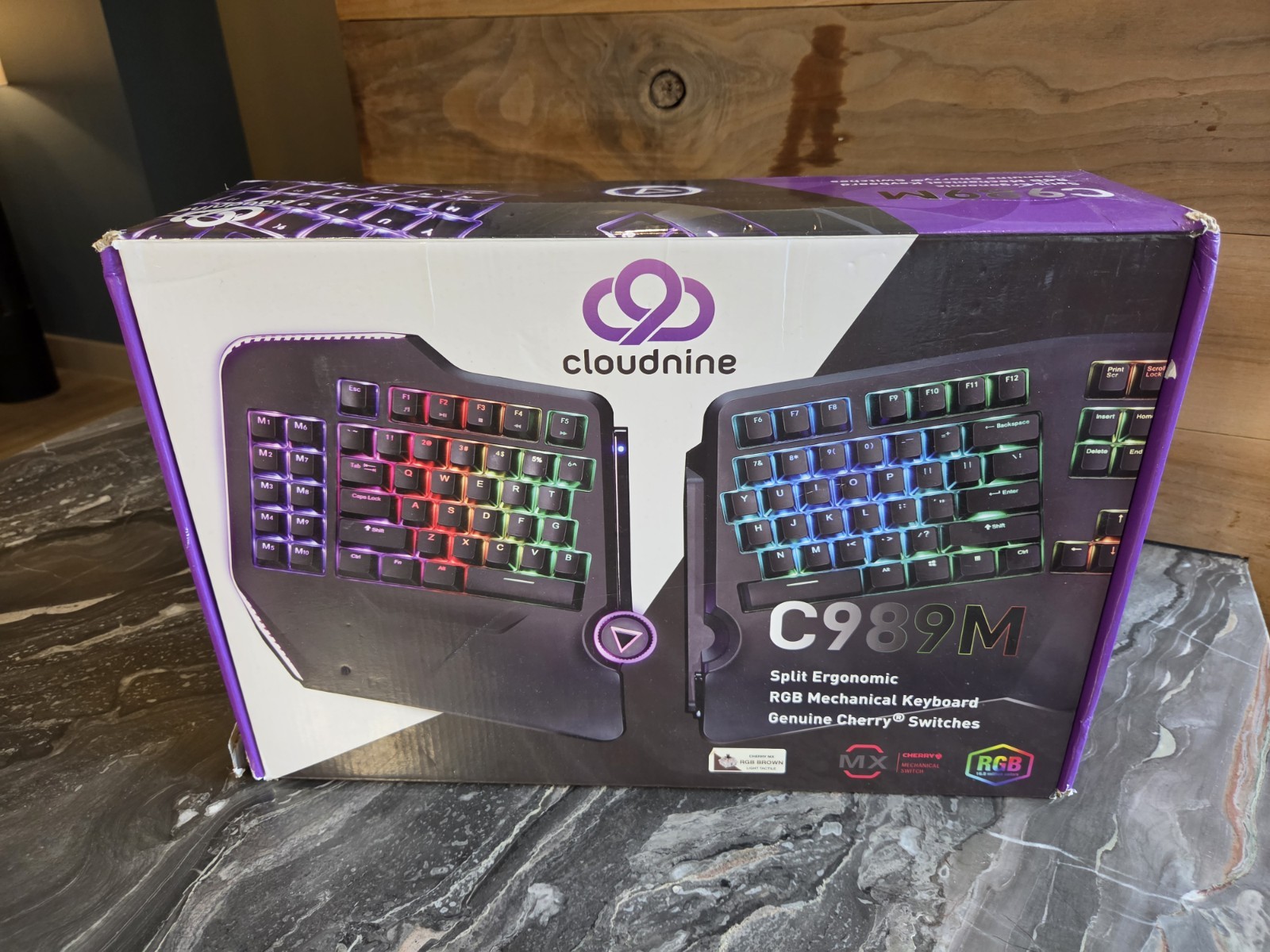 Cloud Nine C989M Split Ergonomic Mechanical Keyboard RGB Open Box Kailh Brown