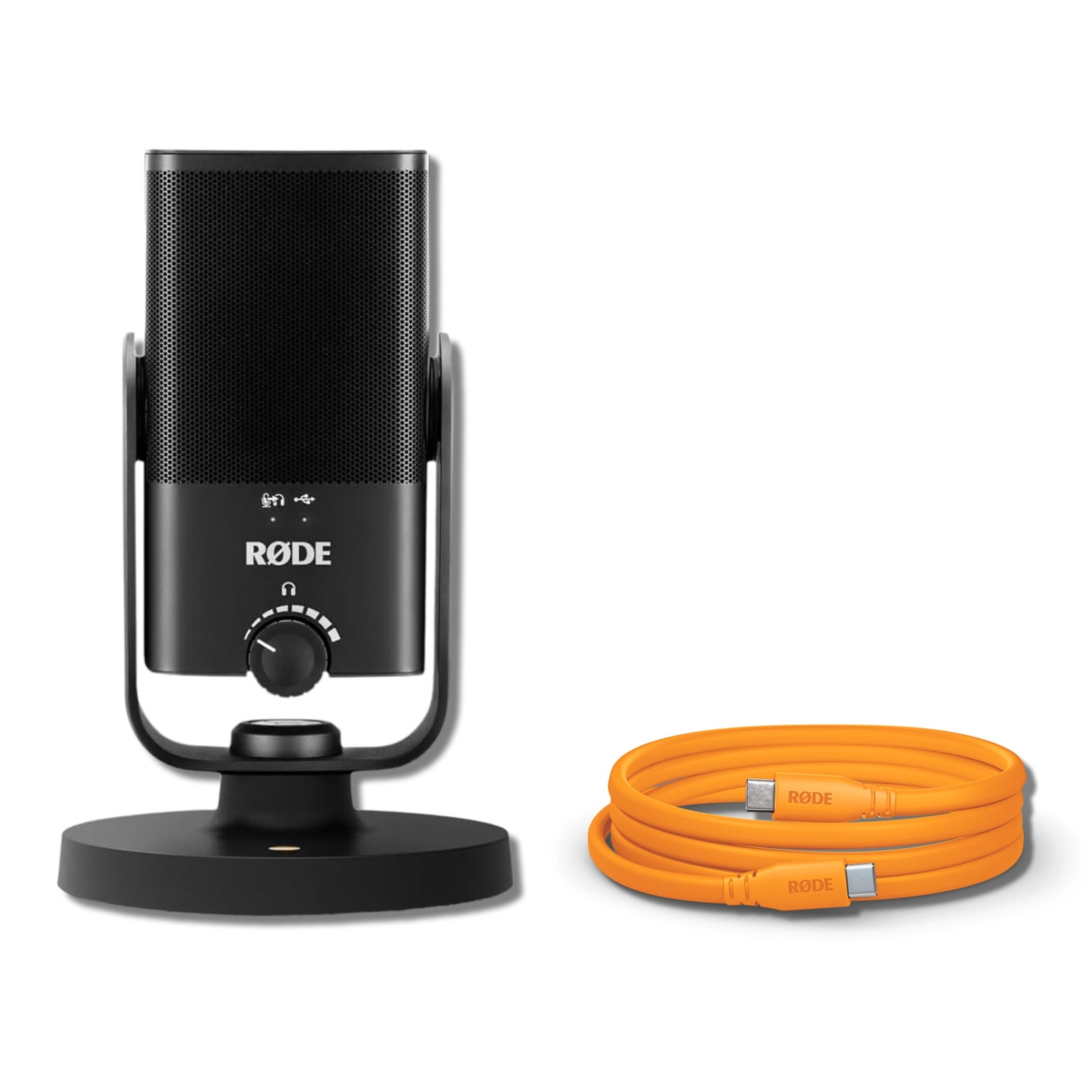 Rode NT-USB Mini Mic + SC17-Orange USB-C to USB-C Cable (5') for Podcasting