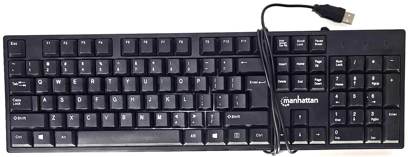 NWOB Manhattan Keyboard USB A Wired Standard MAC PC Qwerty 101 Full-Size Keys