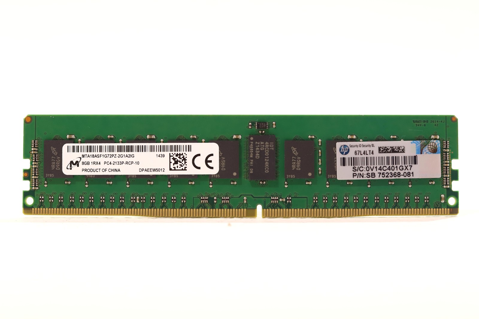 Micron 8GB 1Rx4 PC4-2133P-RCP-10 ECC REG Server Memory MTA18ASF1G72PZ-2G1A2IG