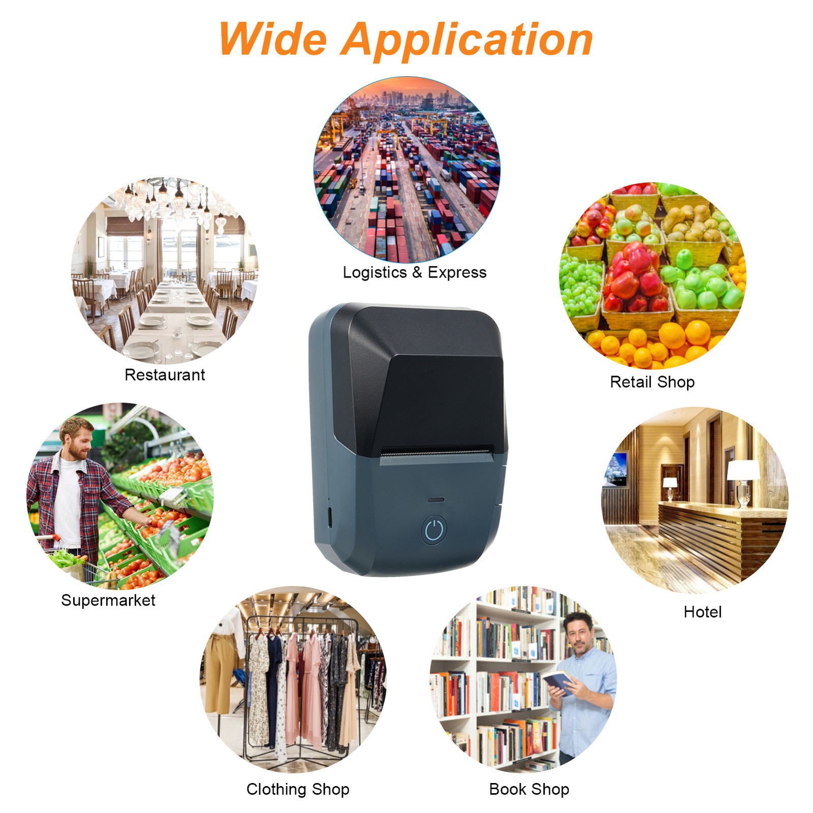 Portable Receipt Printer 58mm Mini Thermal Label Maker Wireless BT USB GBGR AZBV