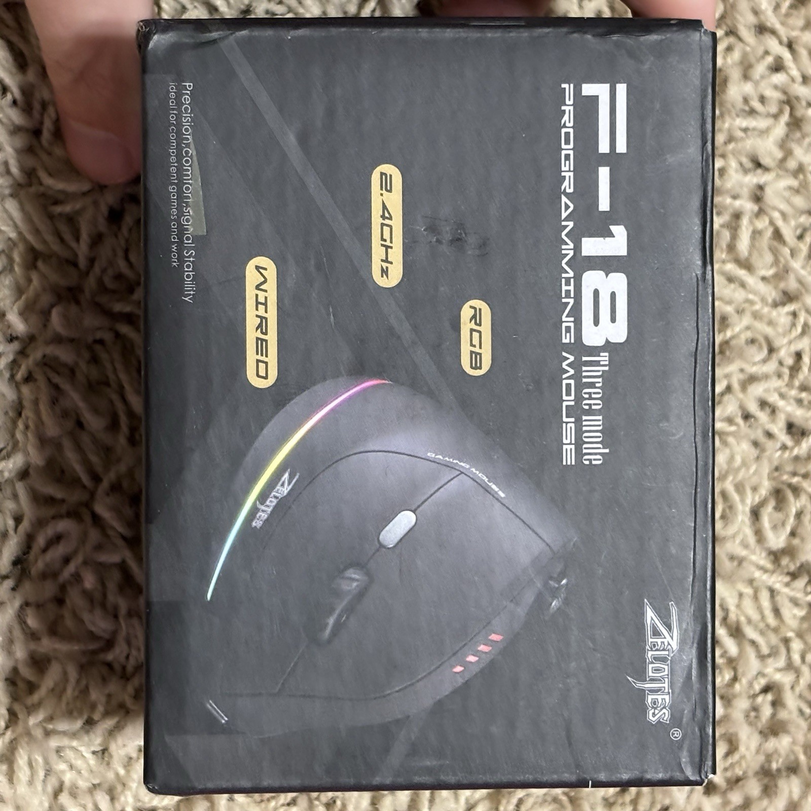 Zelotes F-18 Vertical Gaming Mouse | 3-Mode Wireless/Bluetooth/Wired RGB New