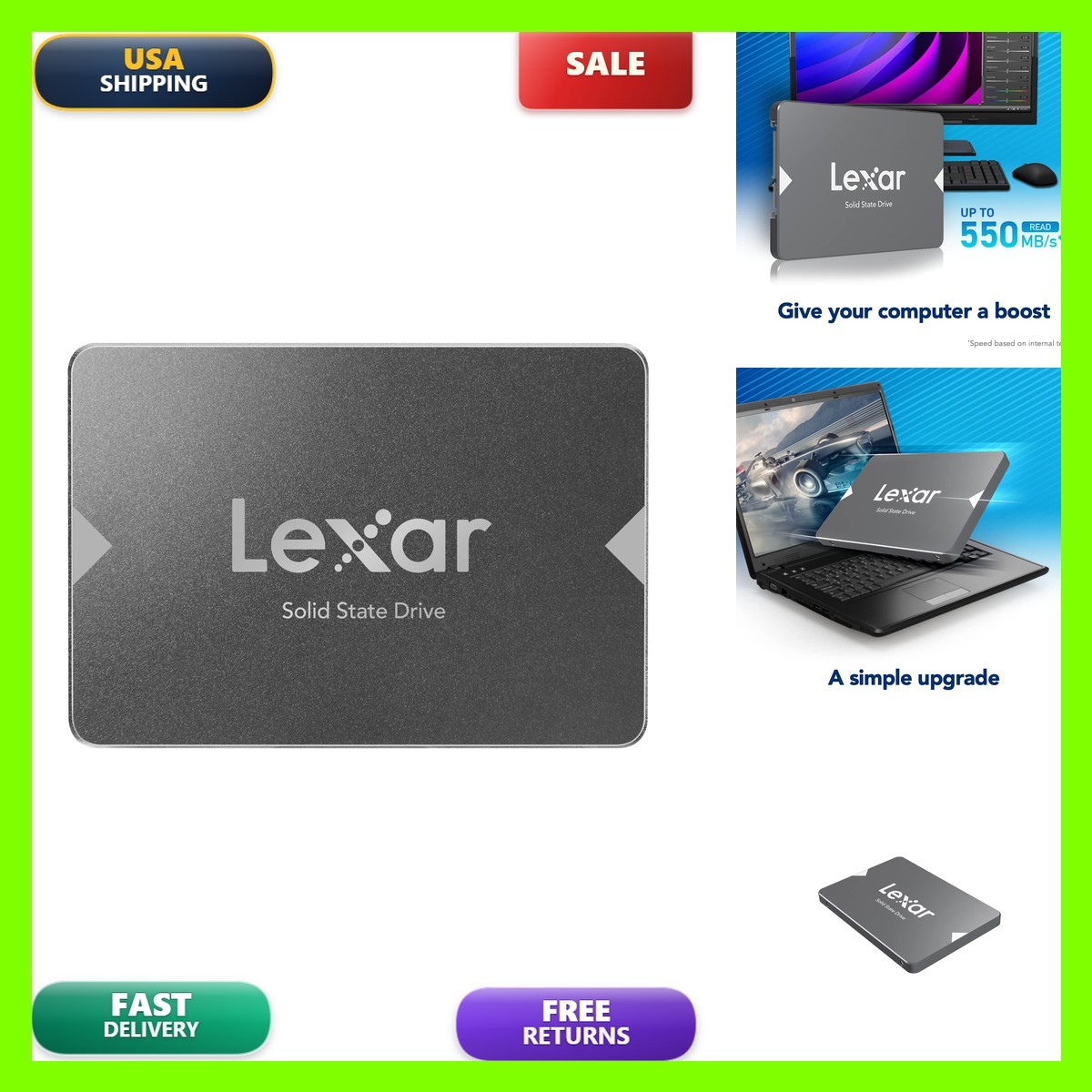 Lexar 256Gb Ns100 Ssd 2.5 Inch Sata Iii Internal Solid State Drive Up To