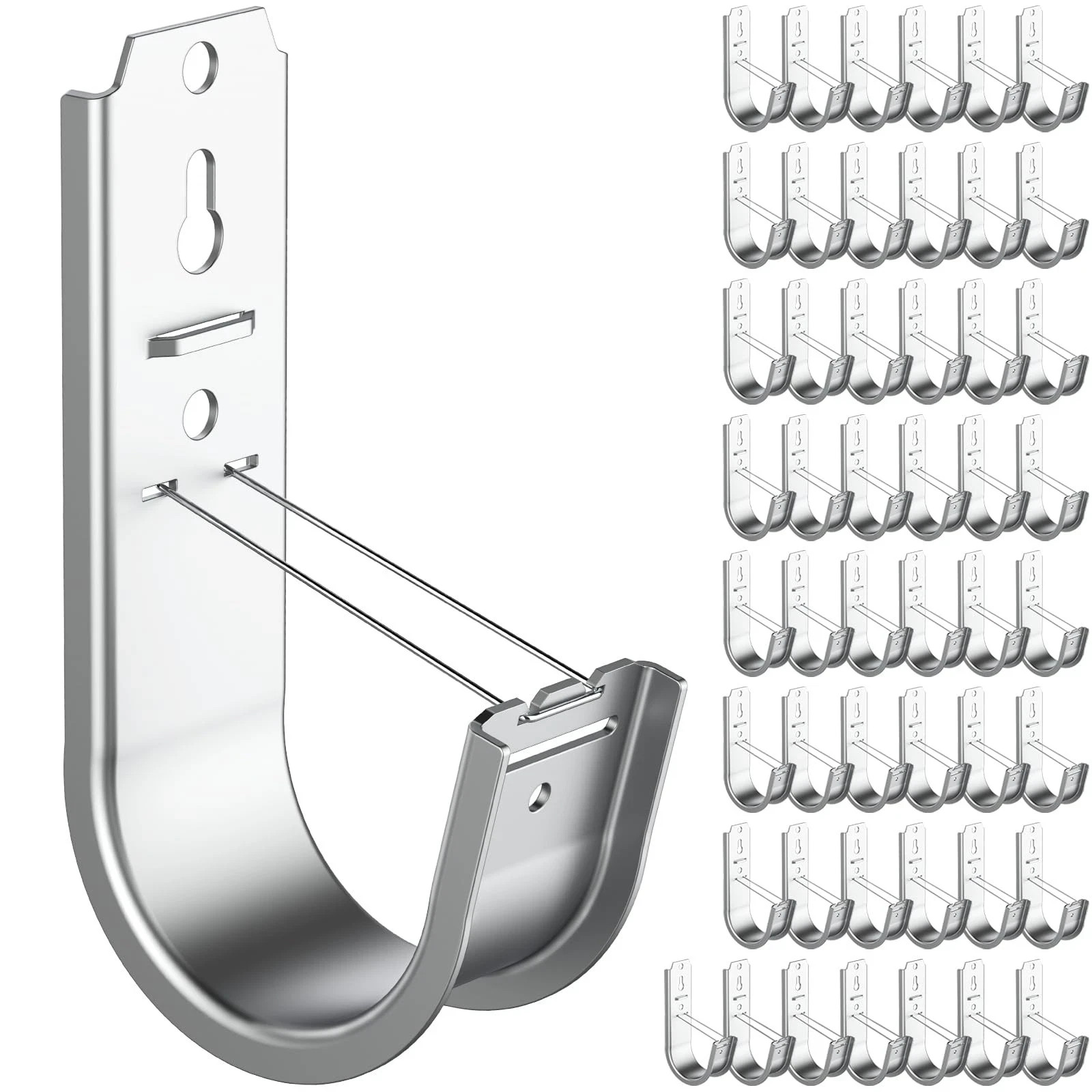 2 Inch JHook Wall Mount Storage Hanger With Retainer Clip Galvanized 50 PCS