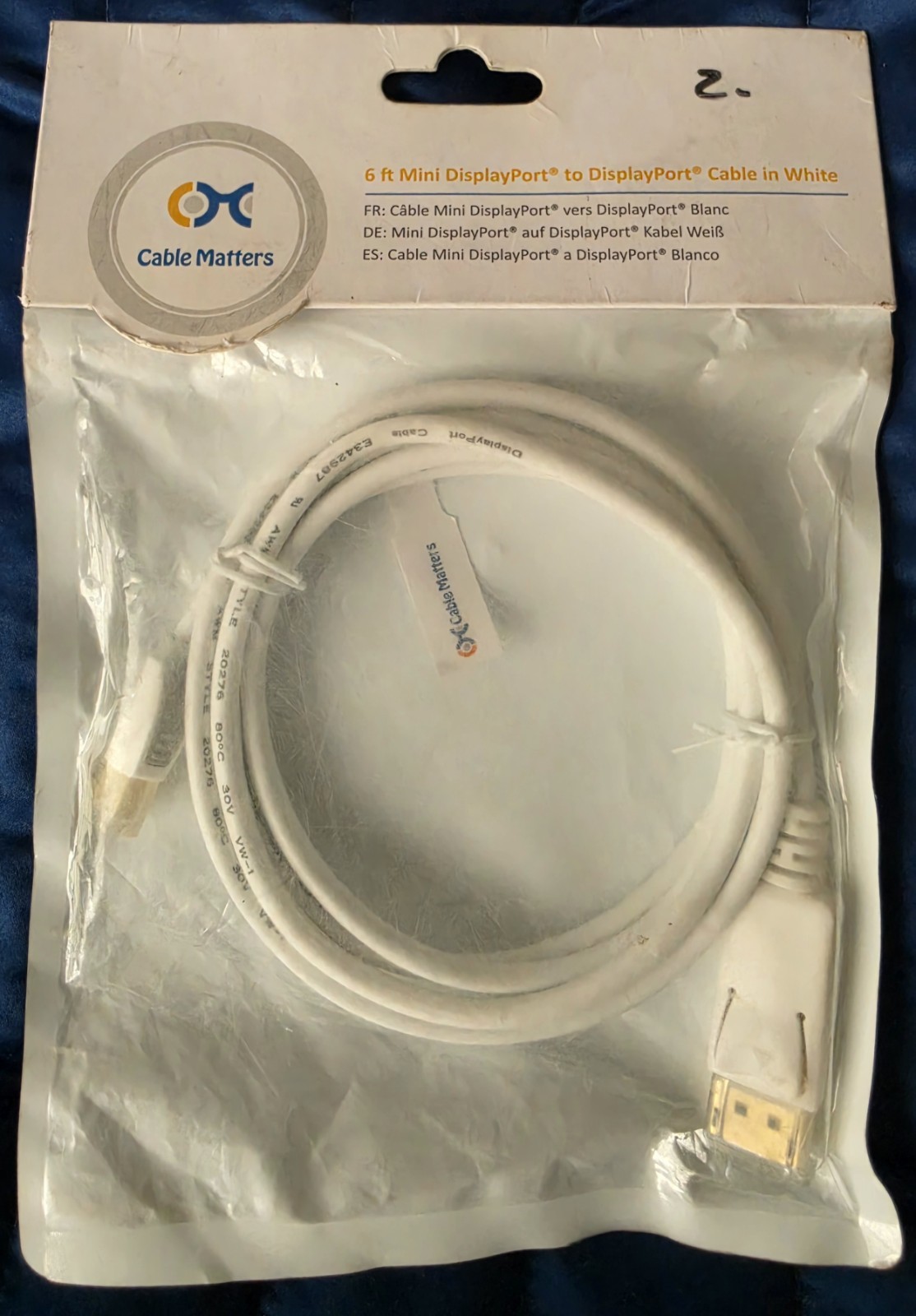 Cable Matters 101009-6 6ft 6' Mini Display Port to HDMI HDTV Cable White New