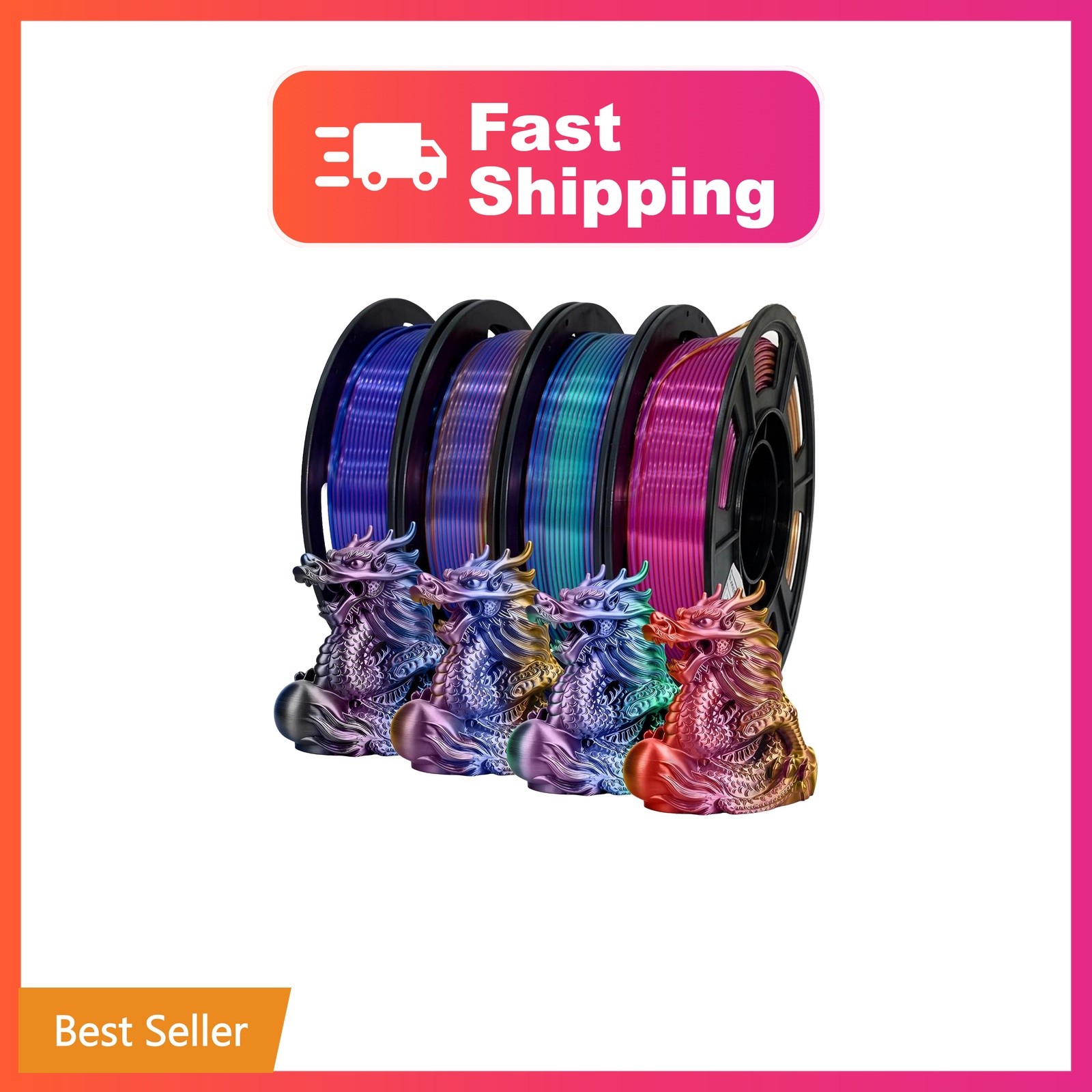 Frucindra Silk PLA+ 3D Printer Filament Bundle, Shiny Tricolor PLA+ Filament ...