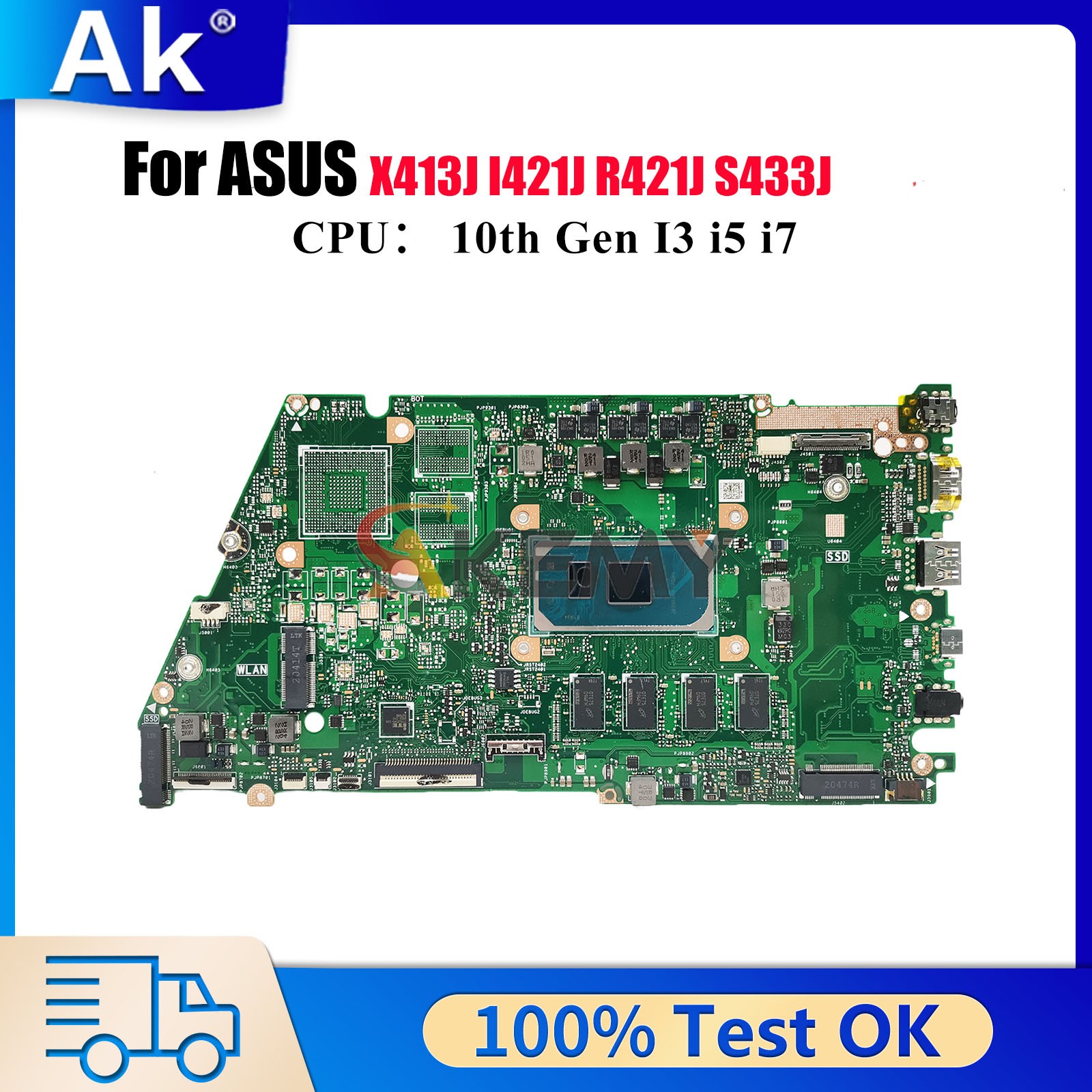X421JAY Motherboard For ASUS I421J S433J R421J X421JQ X421JF Mainboard W/CPU