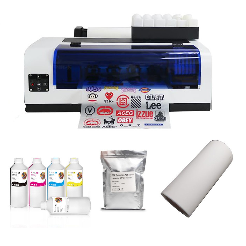 A3+ XP600 DTF Printer 5*500ML DTF Ink  ,1KG Powder ,33cm*100m PET Film
