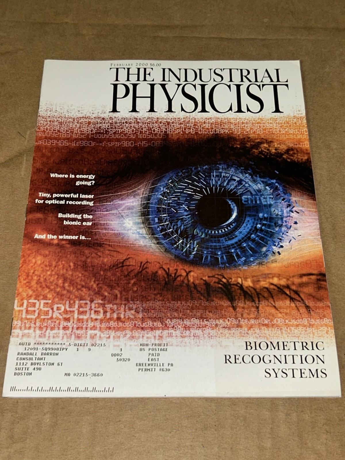The Industrial Physicist Magazine February 2000 Biometric Recognition Systems