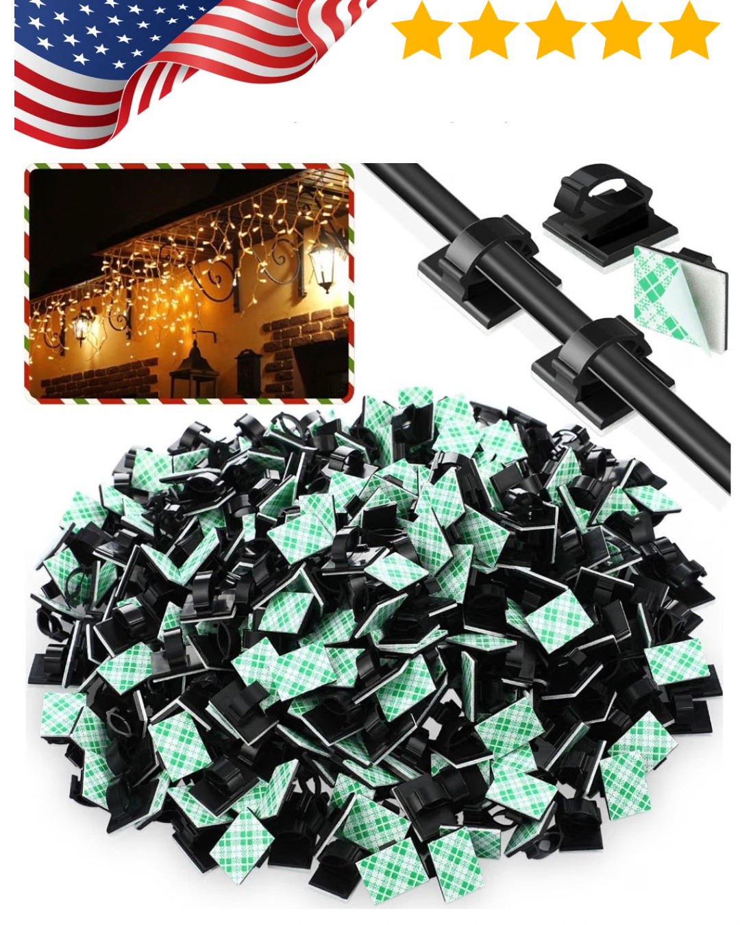 eBoot 100 Pieces Adhesive Cable Clips Wire Clips Cable Wire Management Wire C...