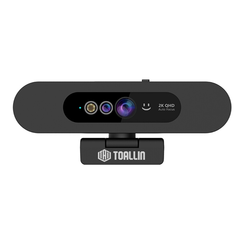 TOALLIN 2K QHD Fixed Focus Windows Hello Webcam Built‑in Mic No Need APP Drivers