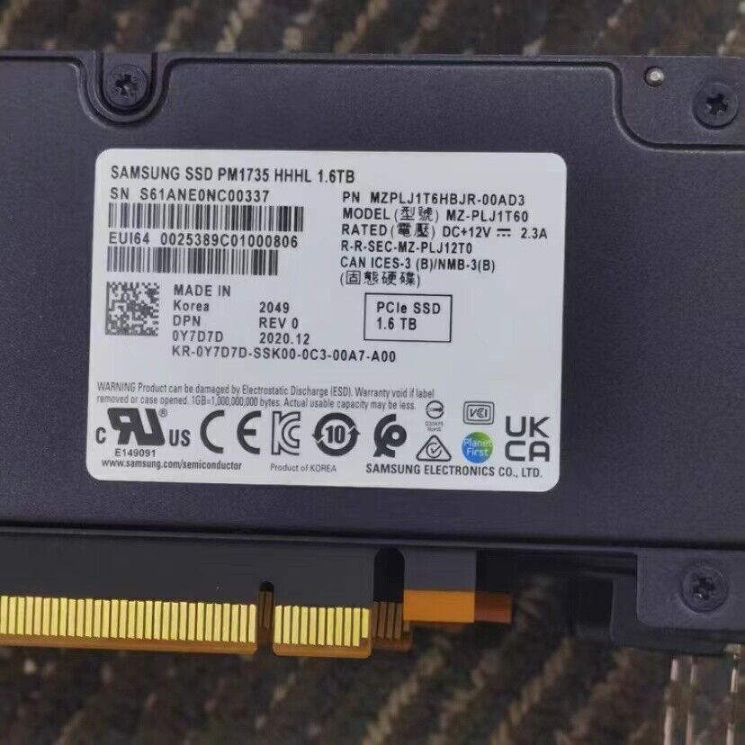 Samsung PM1735 1.6TB SSD HHHL PCIE 4.0 NVME Solid State Drive MZPLJ1T6HBJR-00AD3
