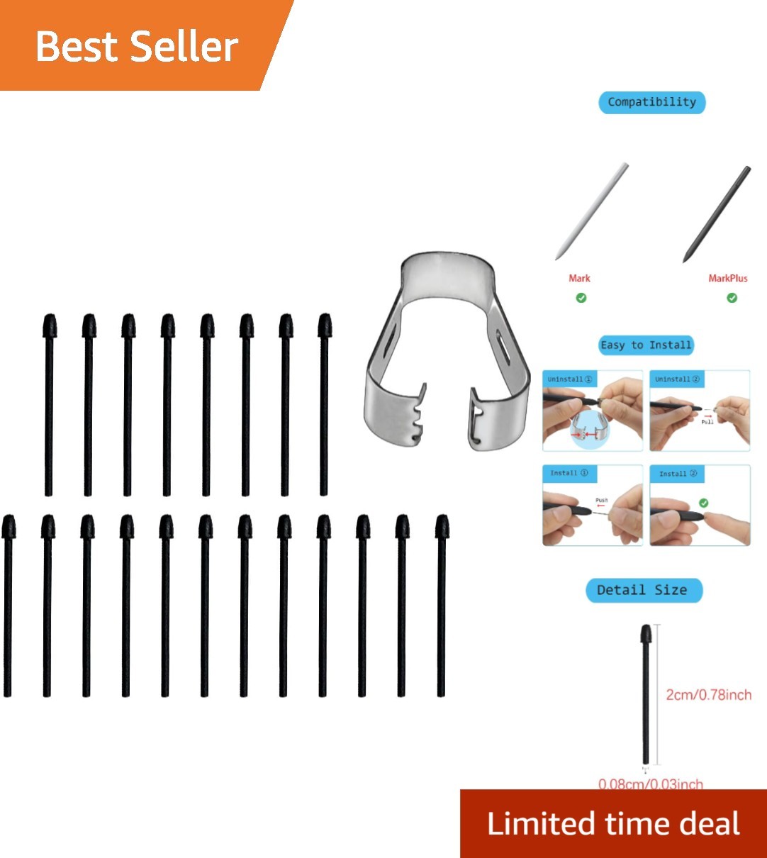 20 PCS 2B Pen Tips Replacement Compatible with Remarkable 2 Pencil