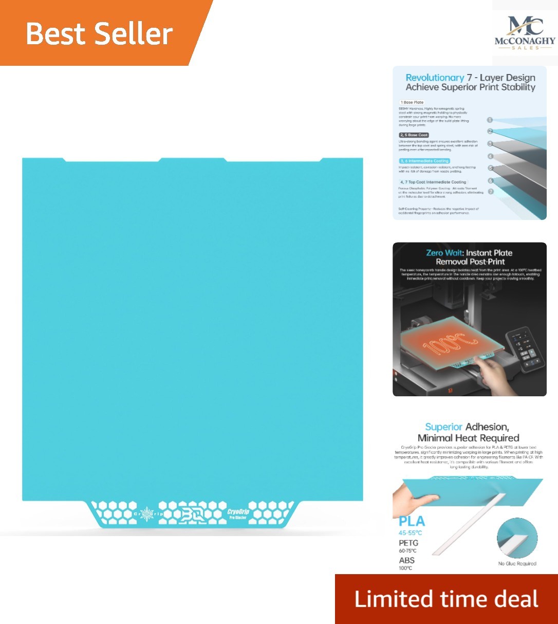 CryoGrip Pro Glacier 3D Printer Build Plate - Exceptional Performance & Safety