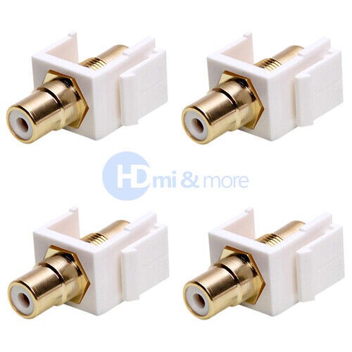 4x Audio Keystone Jack Modular RCA White Center White