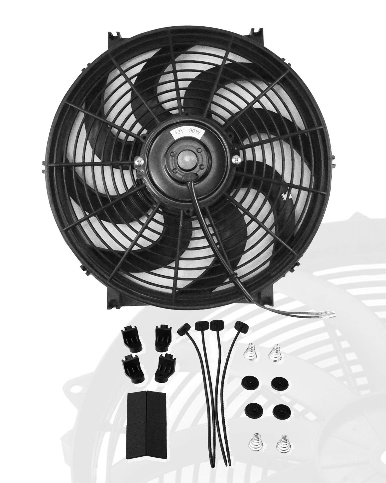 12" Slim Electric Radiator Cooling Fan Kit - 12V Universal Mount, Black, Quiet &