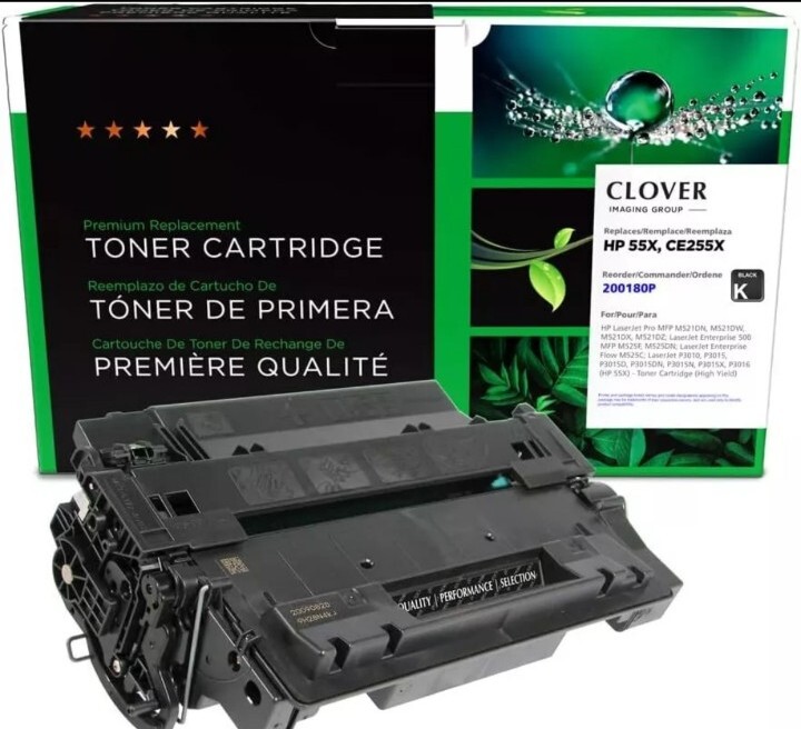 Clover Toner Cartridge Replacement for HP CE255X HP55X Black High Yield D30