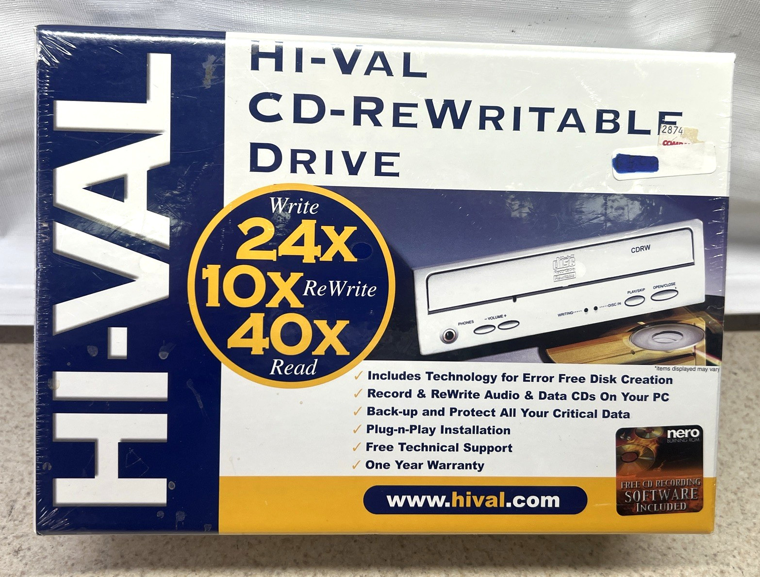 Hi-Val CD-Rewriteable Drive Internal 24X 10X 40X  CD-R CD-RW  New Factory Sealed