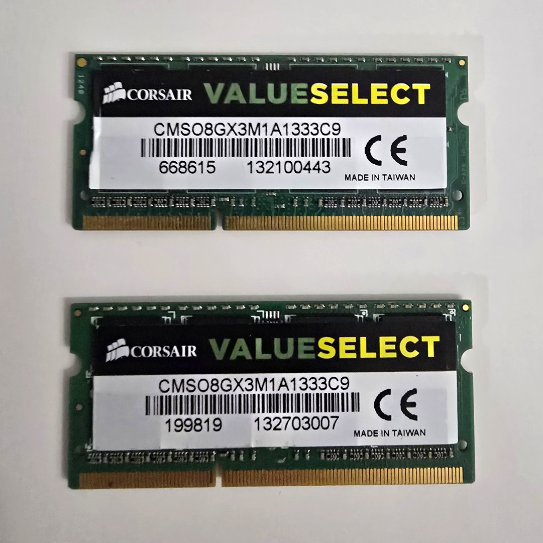 Corsair ValueSelect 16GB (2x8GB) DDR3 1333MHz SO-DIMM RAM - CMSO8GX3M1A1333C9