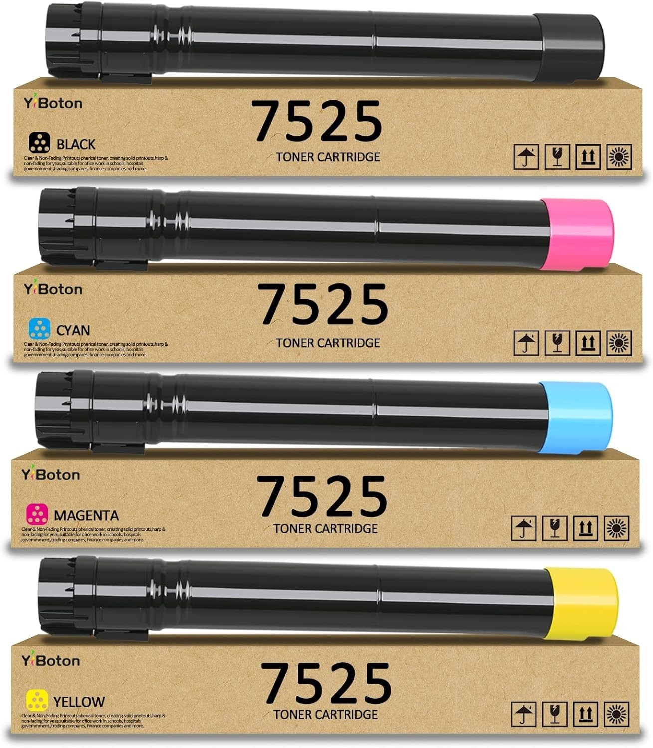 High Capacity 7525 Toner Cartridge 4-Pack BCMY Smart Chip 006R01513 006R015 ++++