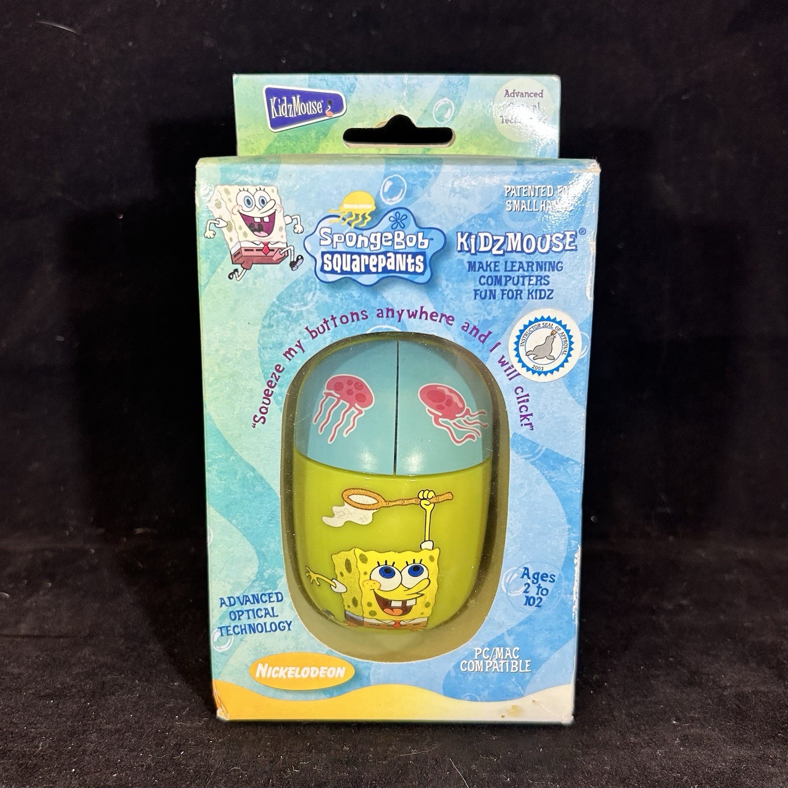 Vintage Spongebob Squarepants Kidzmouse Computer Wired Mouse 2002 NEW SEALED