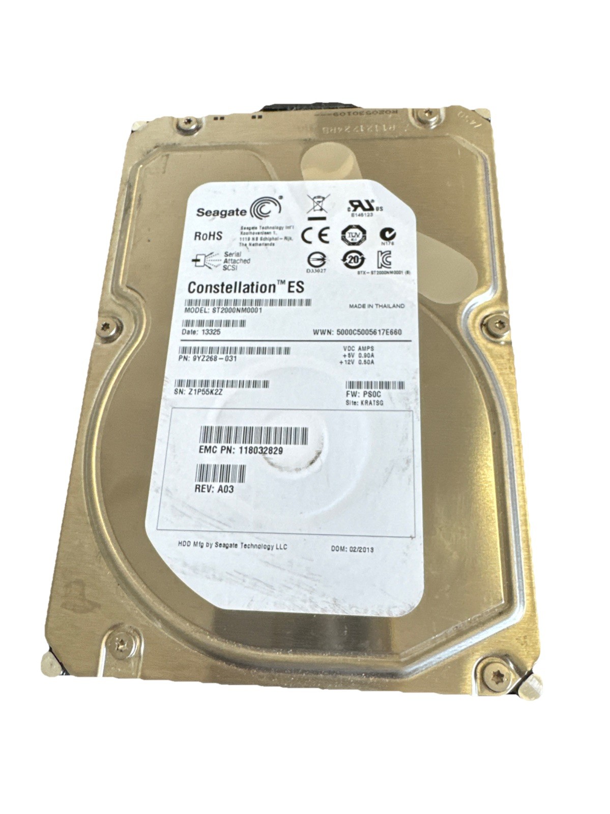 Seagate ST2000NM0001 2TB 3.5"  64Mb 7.2K SAS 6Gb/S Enterprise HDD SERVER ONLY