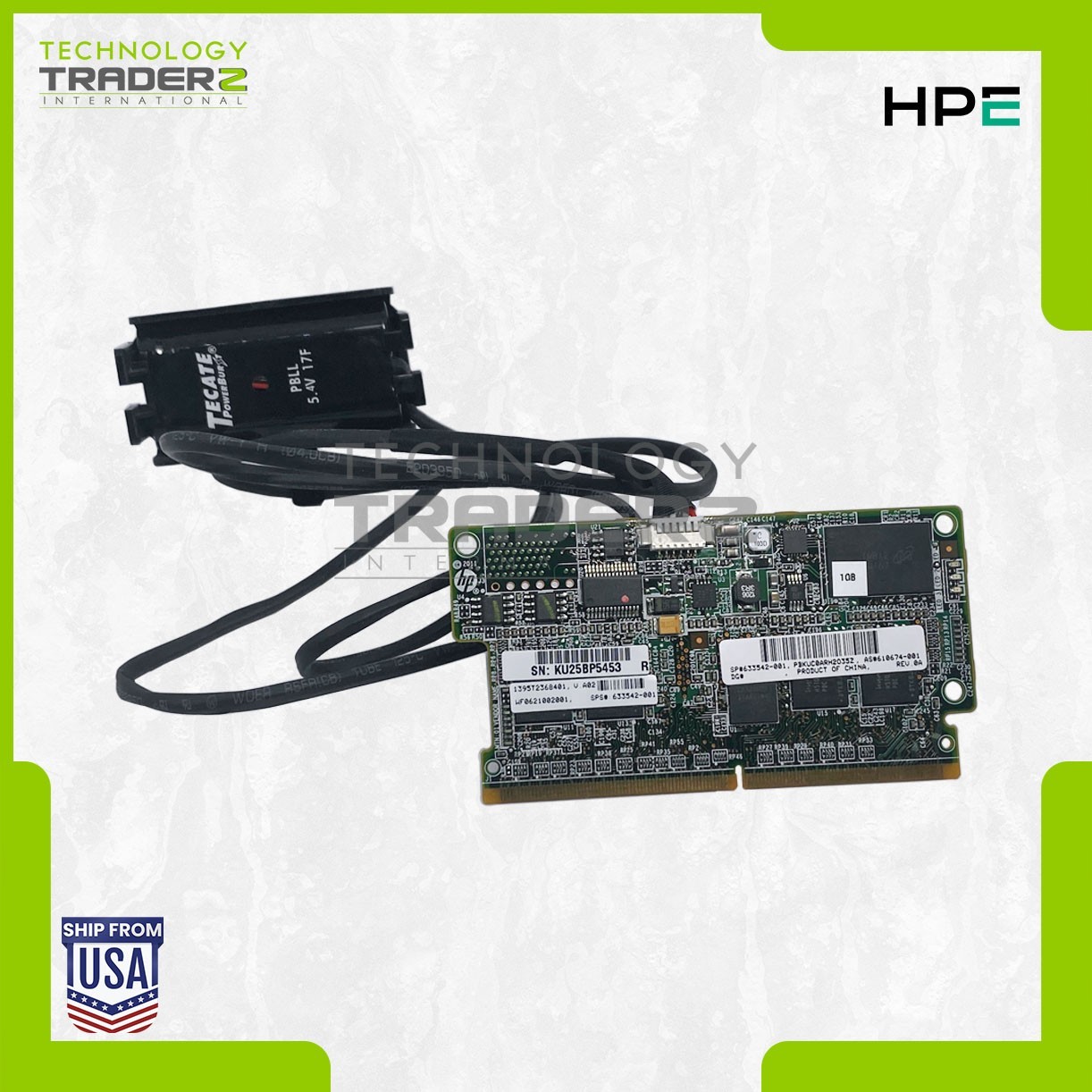 631679-B21 HP Smart Array 1GB FBWC Module 633542-001 W/ 1x 654873-003 1x 6051B06