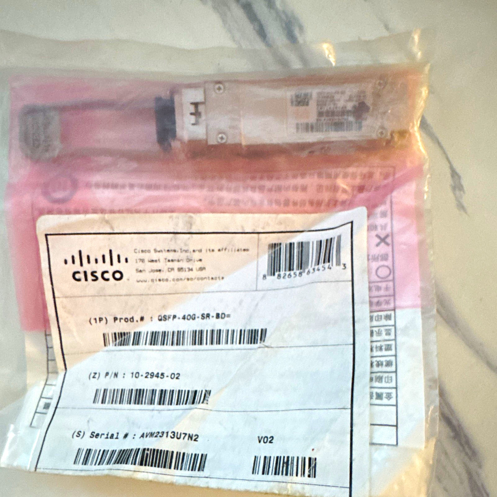 Cisco QSFP-40G-SR-BD= 40Gbps QSFP LC Transceiver Module Lot of 8