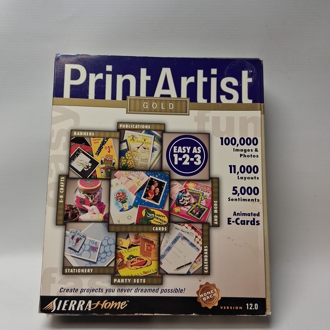 Sierra Print Artist Gold Vintage Computer Software Home Windows 95 Mac 