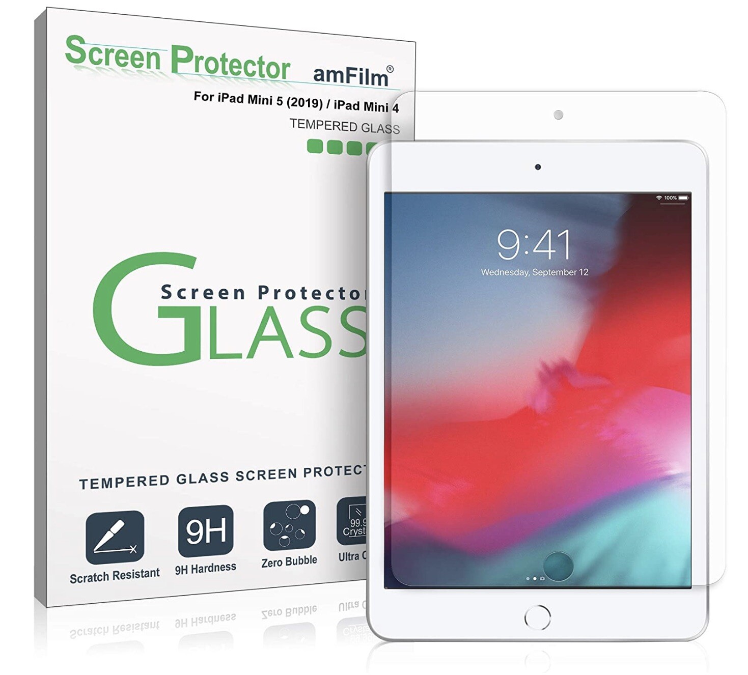 amFilm Apple iPad Mini 5 / Mini 4 Tempered Glass Screen Protector (1 Pack)