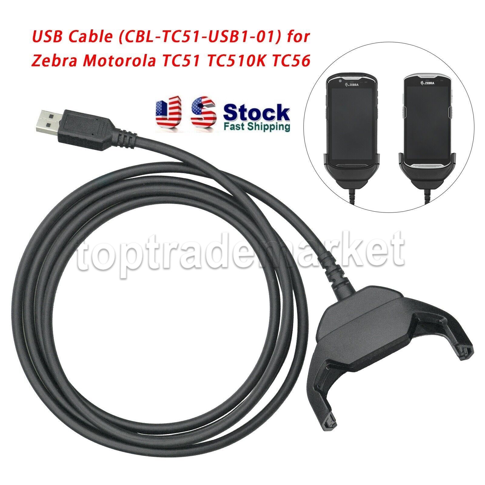 US USB Data Charger Cable for Zebra TC51 TC510K TC56 TC57 CBL-TC51-USB1-01 STOCK