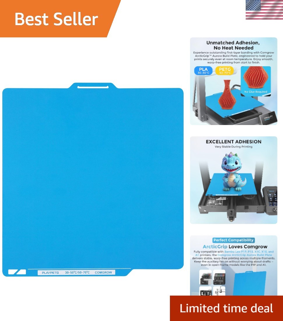 Easy-Clean 257x257mm ArcticGrip Build Plate - Perfect for Bambu Lab 3D Printers