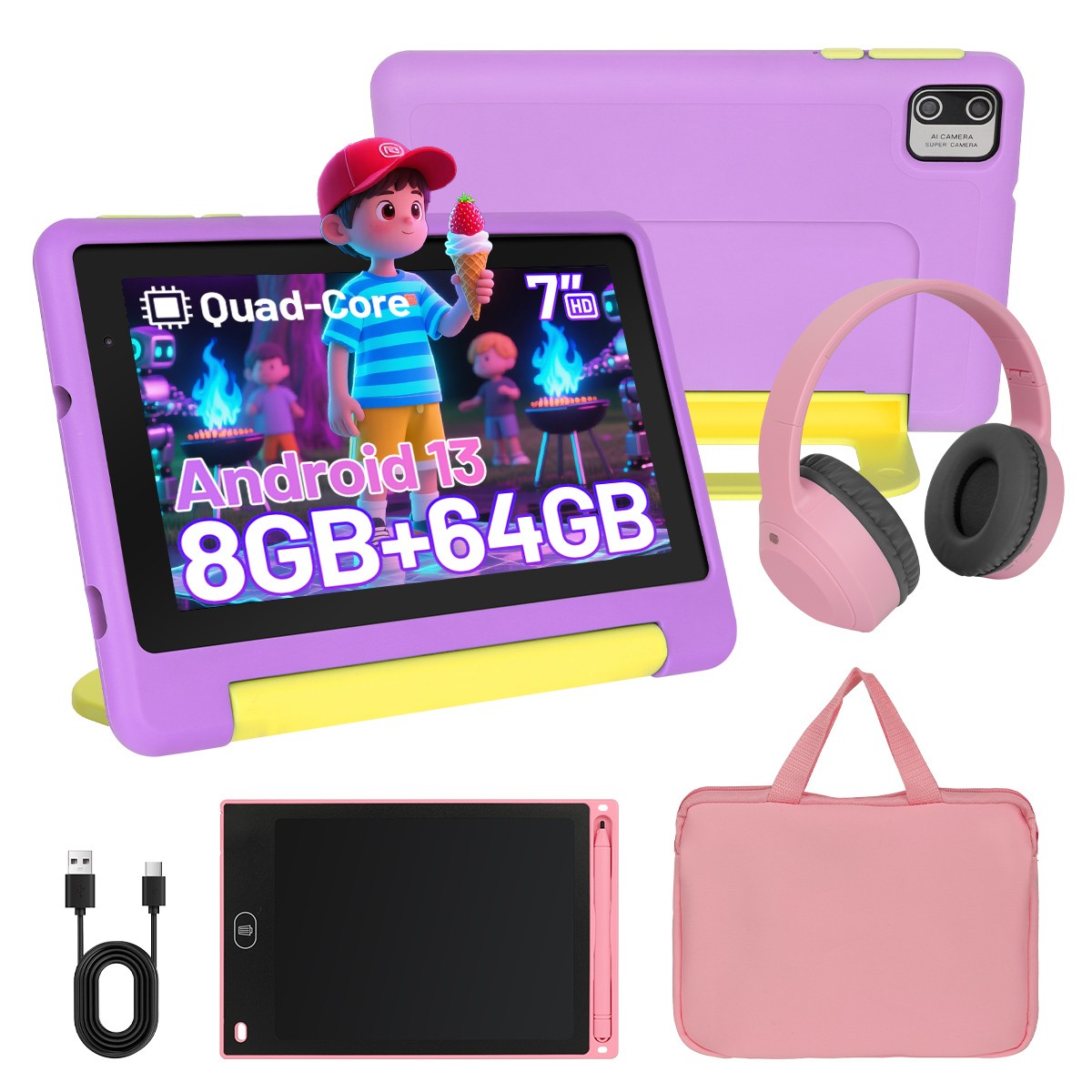 Urao New 7 inch Android Tablet For Kids 7-12 Years Time Limit Parental Control