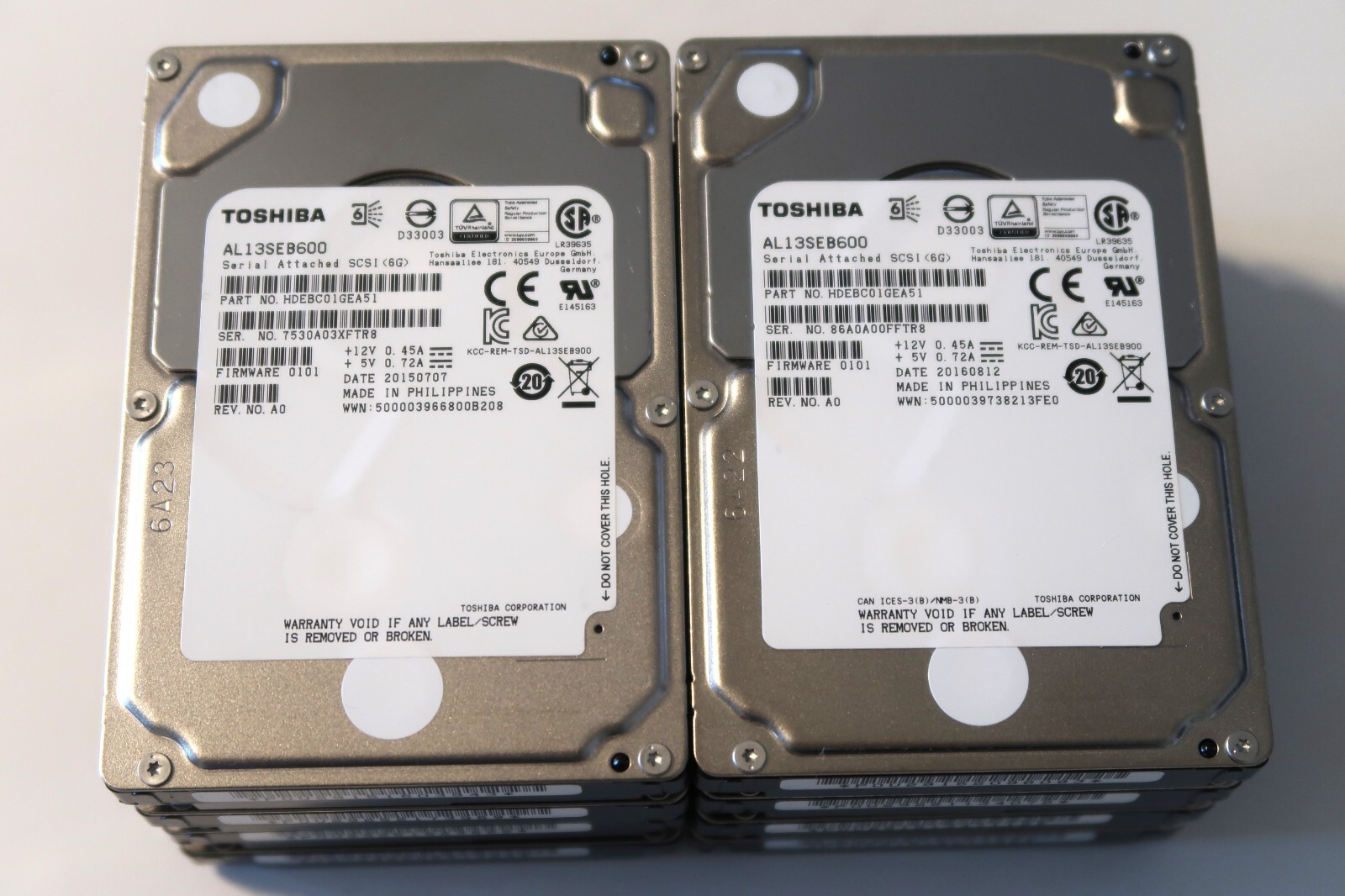 *Lot of 8* 2.5" 600GB 10K SAS 6Gbs Dell R610 R620 R630 R710 R720 R730 Server HDD