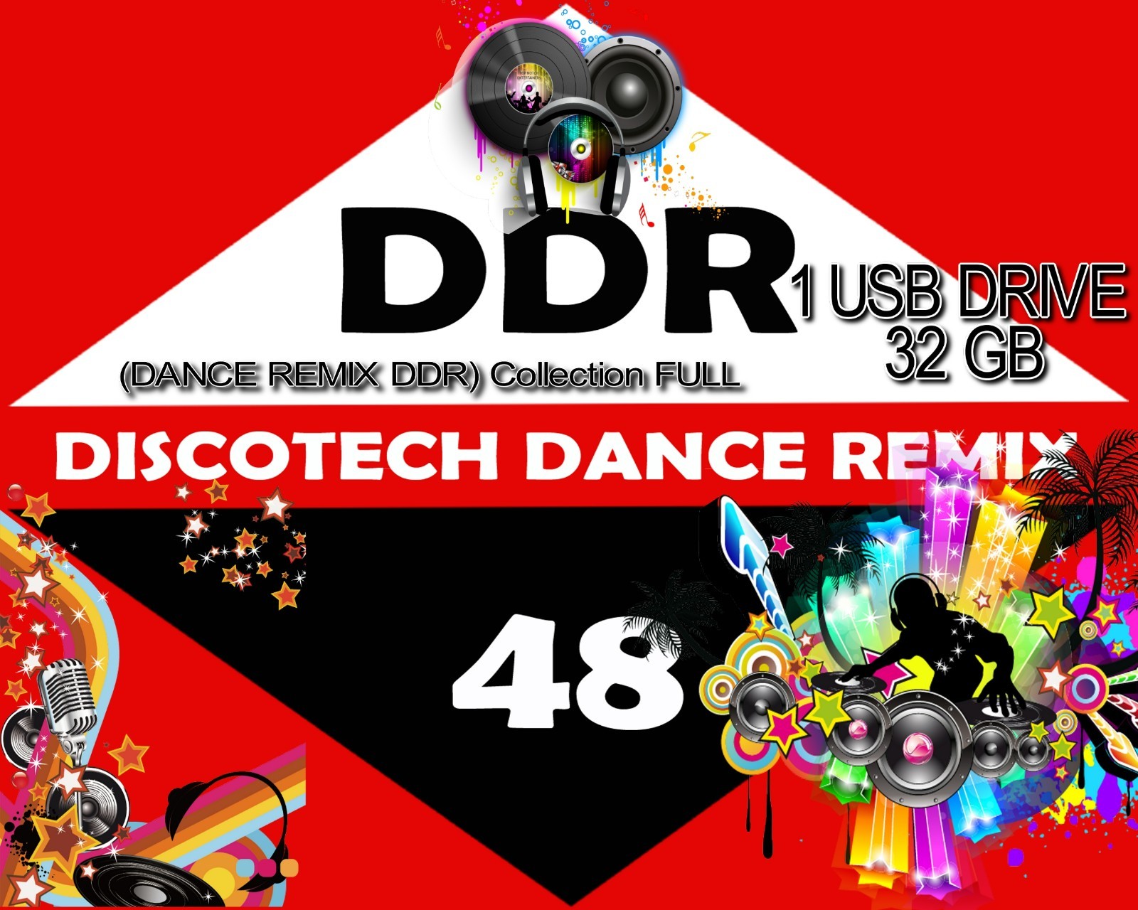 DANCE REMIX DDR DISCO-TECH 1 USB DRIVE 32GB FOR DJ - CAR MUSIC AND MORE