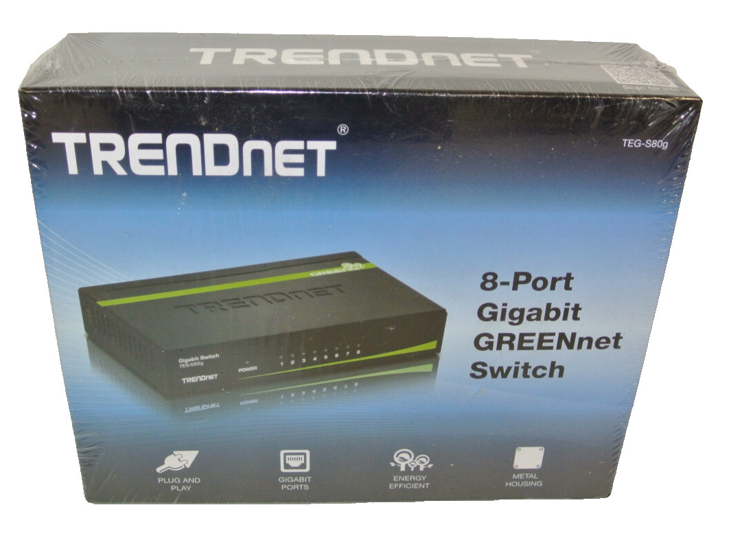 TRENDNET TEG-S80G 8 PORT GIGABIT GREENNET SWITCH NEW FACTORY SEALED