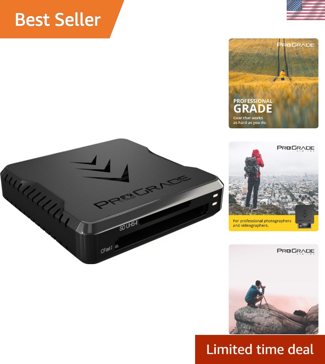 CFast and SD UHS-II Dual-Slot Memory Card Reader by | USB 3.2 Gen 2 for Profe...