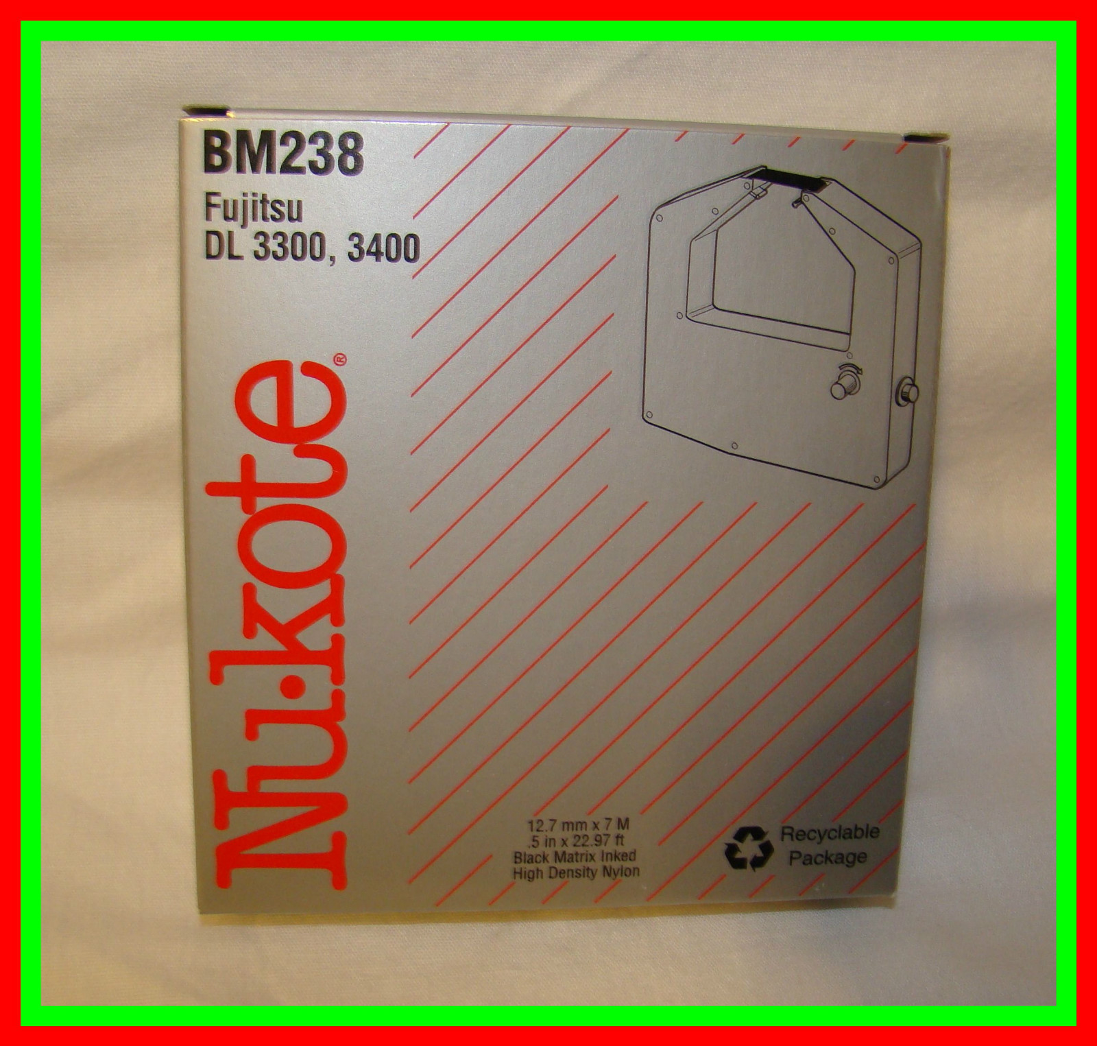 Nukote BM238 Nu-kote Black Nylon Printer Ribbon DL 3300 3400 Fujitsu Dot-Matrix