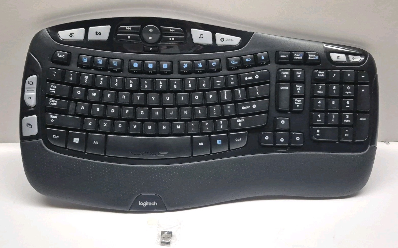Logitech K350 Wireless Wave Ergonomic Keyboard + USB Unifying Receiver Dongle A2