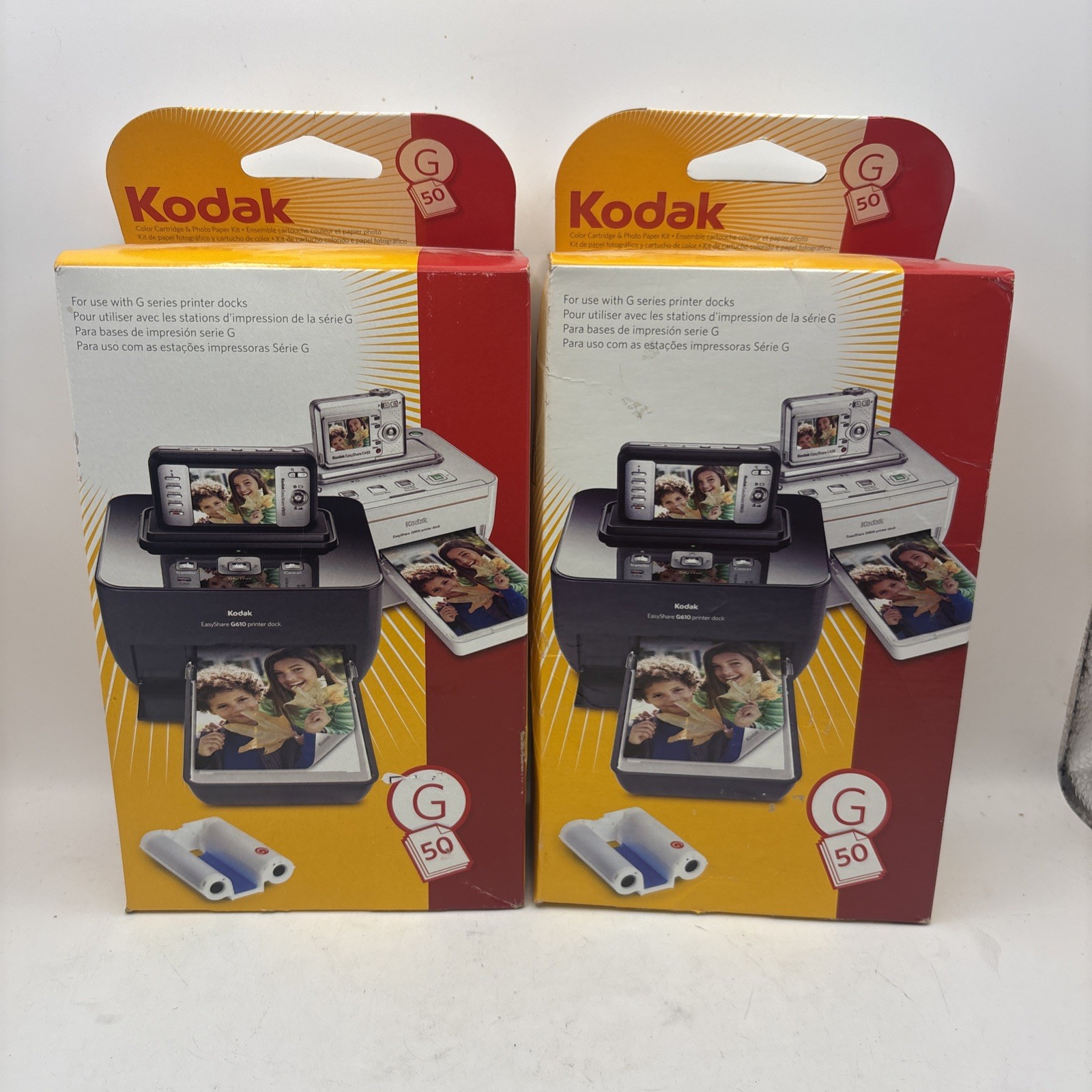 Lot Of 2 Kodak G Series Color Cartridge & 50 Photo Paper  Refill  Kit  G600/G610