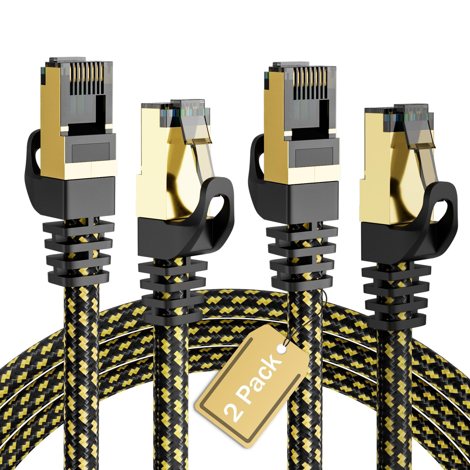 2 PCS Cat6 Ethernet Cable 2 FT Snagless CAT6A RJ45 10Gbps FTP Shielded LAN