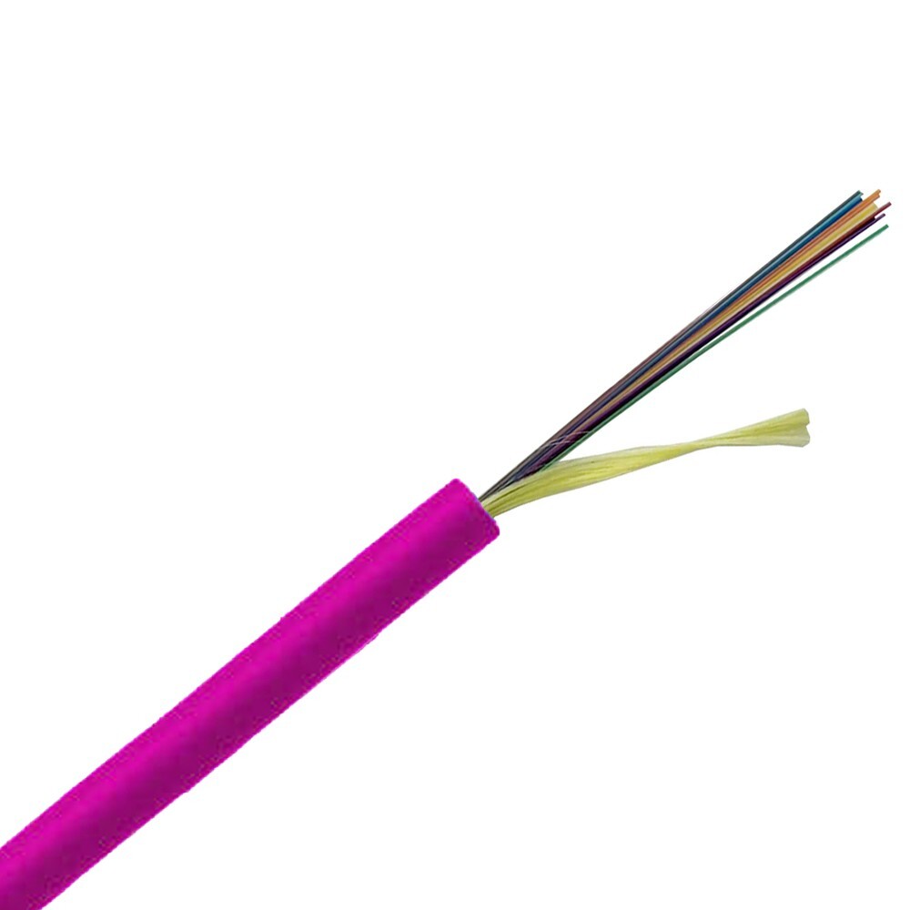 Indoor/Outdoor 6-Strand Multimode OM4 Fiber Optic Cable 10G Magenta - 500ft