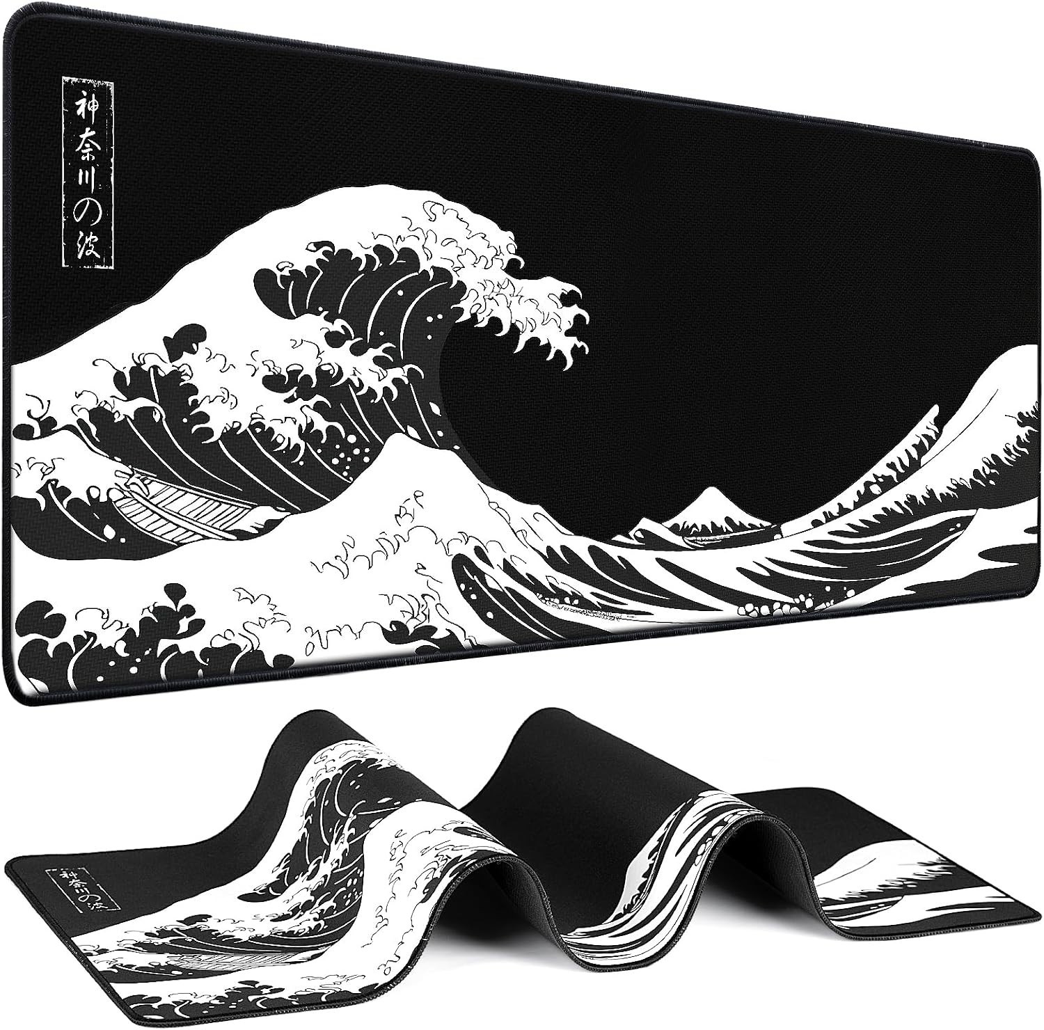 Mouse Pad Gaming - Desk Mat for Keyboard and Mouse - Japanese Sea Wave Mousepad 